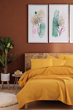 Ecocel Pike Örtü Çift Kişilik 200x230cm Sincere Hardal