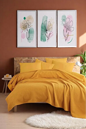 Ecocel Pike Örtü Çift Kişilik 200x230cm Sincere Hardal