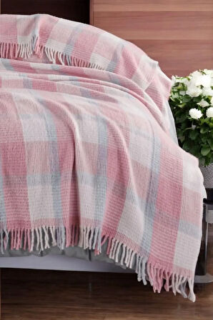 Battaniye Pamuklu Tek Kişilik Nordic Cozy Pudra
