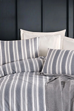 Modern Stripe Nevresim Takımı Çift Kişilik GentleTouch Antrasit
