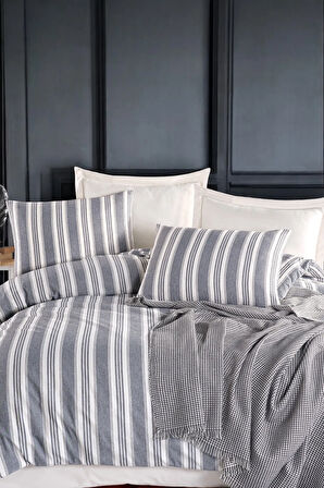 Modern Stripe Nevresim Takımı Çift Kişilik GentleTouch Antrasit
