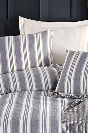 Modern Stripe Nevresim Takımı Çift Kişilik GentleTouch Antrasit