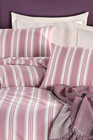 Modern Stripe Nevresim Takımı Çift Kişilik GentleTouch Bordo
