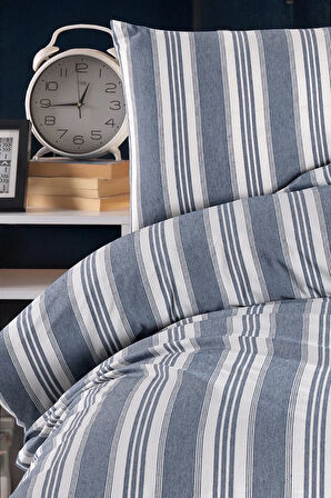 Modern Stripe Nevresim Takımı Çift Kişilik GentleTouch Lacivert