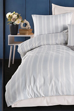Modern Stripe Nevresim Takımı Tek Kişilik GentleTouch Gri