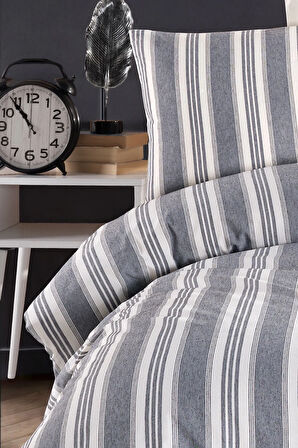 Modern Stripe Nevresim Takımı Tek Kişilik GentleTouch Antrasit