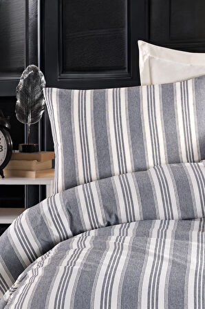 Modern Stripe Nevresim Takımı Tek Kişilik GentleTouch Antrasit