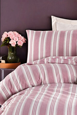 Modern Stripe Nevresim Takımı Tek Kişilik GentleTouch Bordo