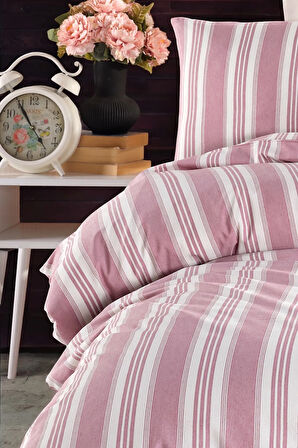 Modern Stripe Nevresim Takımı Tek Kişilik GentleTouch Bordo