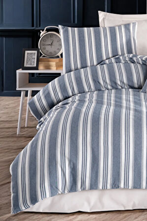 Modern Stripe Nevresim Takımı Tek Kişilik GentleTouch Lacivert