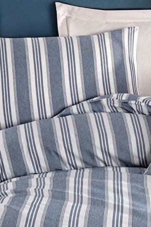 Modern Stripe Nevresim Takımı Tek Kişilik GentleTouch Lacivert