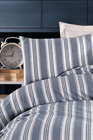 Modern Stripe Nevresim Takımı Tek Kişilik GentleTouch Lacivert