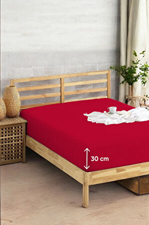 Penye Lastikli Çarşaf Pamuklu Soley Tek Kişilik 100x200cm Bordo