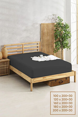 Penye Lastikli Çarşaf Pamuklu Soley Battal Kişilik 180x200cm Antrasit