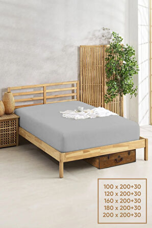 Penye Lastikli Çarşaf Pamuklu Soley Battal Kişilik 180x200cm Gri