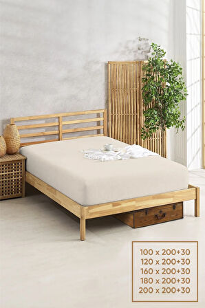 Penye Lastikli Çarşaf Pamuklu Soley Battal Kişilik 180x200cm Krem