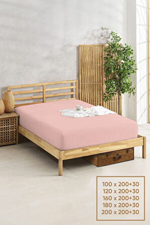Penye Lastikli Çarşaf Pamuklu Soley Battal Kişilik 180x200cm Pembe