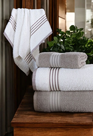 Banyo Havlu Takımı Aurelio Taş -Krem 50x85cm(2Ad.) + 70x140(2Ad.)