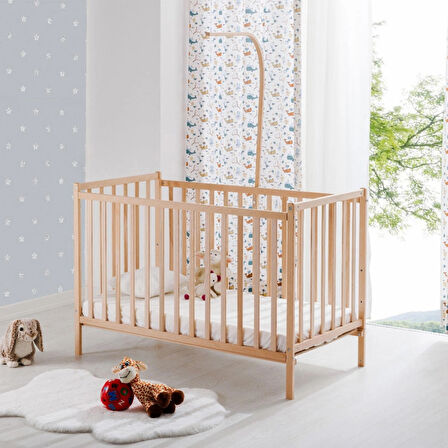 Babywho BW6020 - Sallanır Sabitlenir Kademeli Ahşap Bebek Beşik 60x120