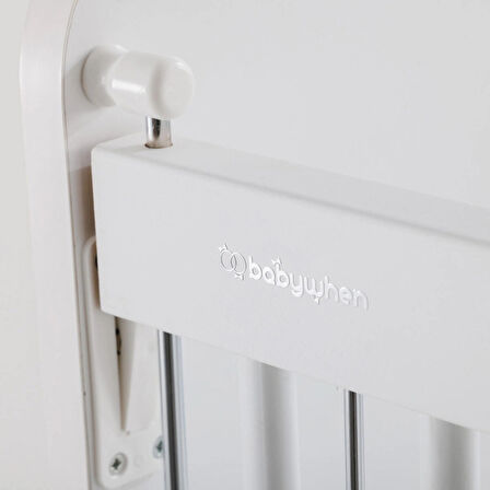 Babywhen BW1065 - Pratik Kademeli Anne Yanı Tekerlekli Beşik Beyaz 60x120