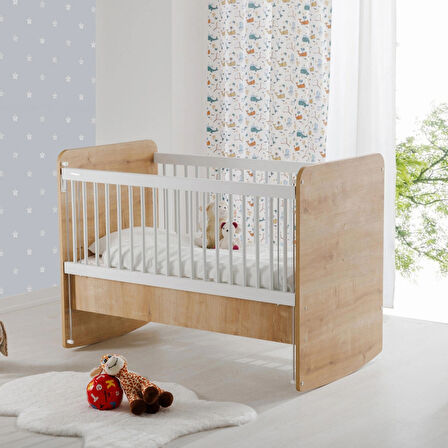 Babywhen BW1076 - Pratik Anne Yanı Sallanır Beşik Ahşap 60x120