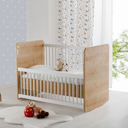 Babywhen BW1076 - Pratik Anne Yanı Sallanır Beşik Ahşap 60x120