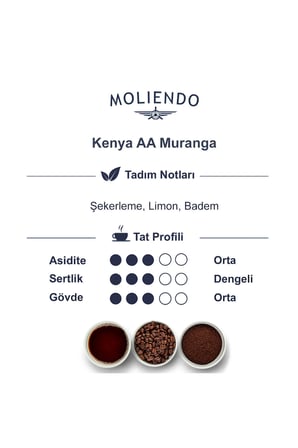 Moliendo Kenya Aa Muranga Yöresel Kahve (Çekirdek Kahve) 250 G.