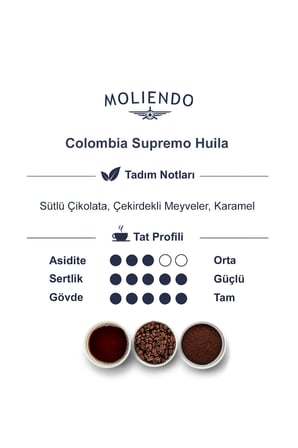 Moliendo Colombia Supremo Huila Yöresel Kahve ( Çekirdek Kahve ) 250 G.