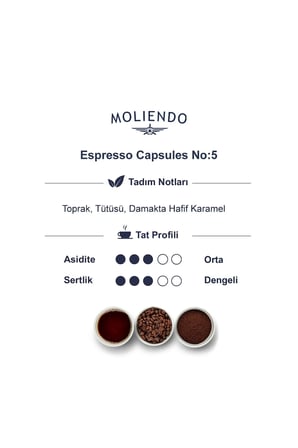 Moliendo Alüminyum Kapsül Kahve No:5 (NESPRESSO UYUMLU ALÜMİNYUM KAPSÜL KAHVE)