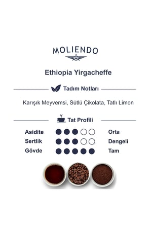 Moliendo Ethiopia Yirgacheffe Yöresel Kahve ( Çekirdek Kahve ) 1000 G.