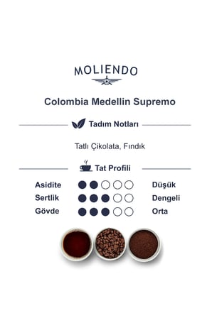 Moliendo Colombia Medellin Supremo Yöresel Kahve ( Çekirdek Kahve ) 1000 G.