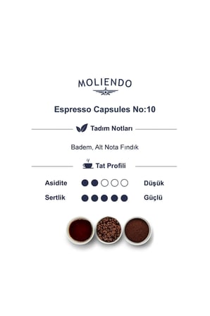 Moliendo Alüminyum Kapsül Kahve No:10 Avantaj Paketi (100 ADET NESPRESSO UYUMLU ALÜMİNYUM KAPSÜL KAHVE)