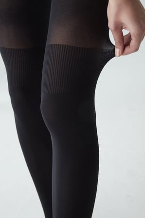 Siyah Over Knee Külotlu Çorap-Pentilicious