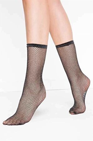 Klasik File Desenli Socet Çorap Siyah