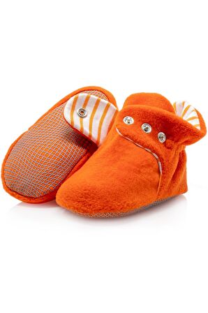Kaydırmaz Taban, Polar Bebek Pandufu, İlkadım Ev Patiği, Terletmeyen Organik Pamuk Astarlı, Turuncu