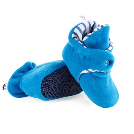 Kaydırmaz Taban, Polar Bebek Pandufu, İlkadım Ev Patiği, Terletmeyen Organik Pamuk Astarlı, Açık Mavi