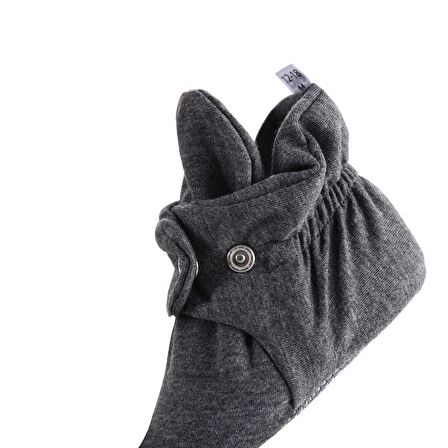 Organik Pamuk Bebek Patiği, Kaydırmaz Taban, Pamuklu Yenidoğan Pandufu Ev Kreş Ayakkabısı, Koyu Gri