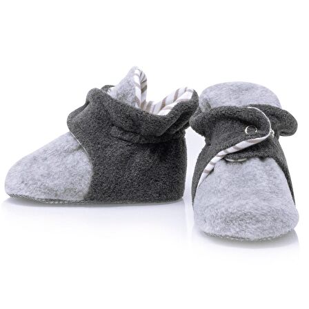 Kaydırmaz Taban, Polar Bebek Pandufu, İlkadım Ev Patiği, Terletmeyen Organik Pamuk Astarlı, Gri Antrasit