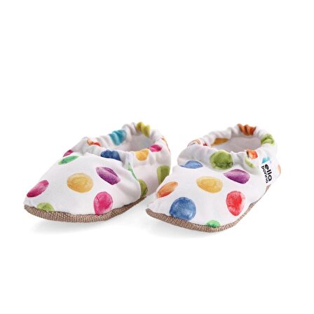 Renkli Noktalar Organik Pamuk Ev Kreş Ayakkabısı Patik