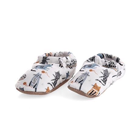 Kediler Organik Pamuk Ev Kreş Ayakkabısı Patik
