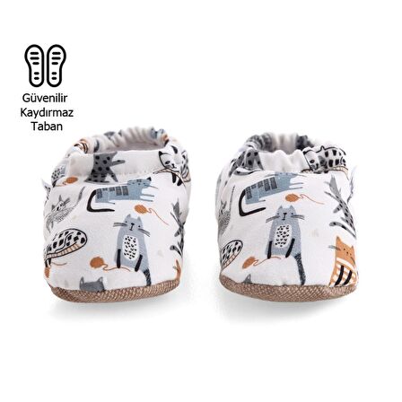 Kediler Organik Pamuk Ev Kreş Ayakkabısı Patik