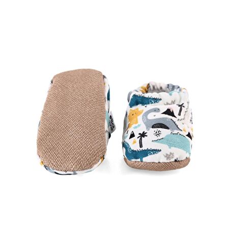 Dinozor Organik Pamuk Ev Kreş Ayakkabısı Patik