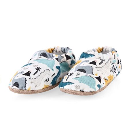 Dinozor Organik Pamuk Ev Kreş Ayakkabısı Patik