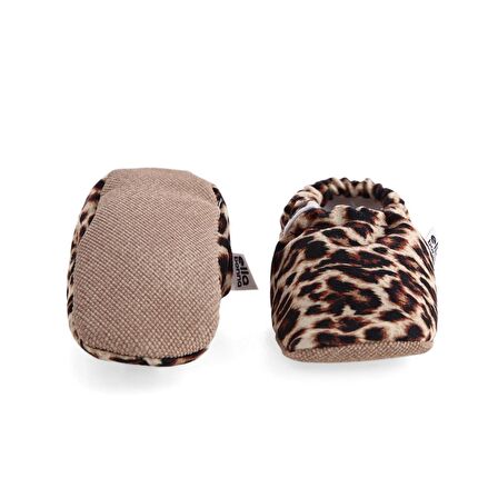 Leopar Organik Pamuk Ev Kreş Ayakkabısı Patik