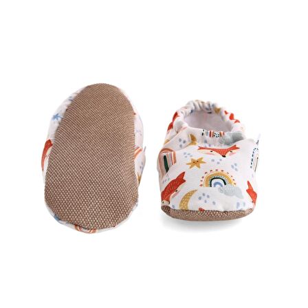 Tilki Ve Gökkuşağı Organik Pamuk Ev Kreş Ayakkabısı Patik
