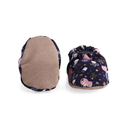 Ella Bonna  Kaydırmaz Taban Kedi Desenli Bebek Patik,  Ev Botu Terliği Kreş Ayakkabısı Panduf