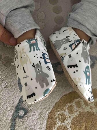 Sevimli Hayalet Organik Pamuk Ev Kreş Ayakkabısı Patik