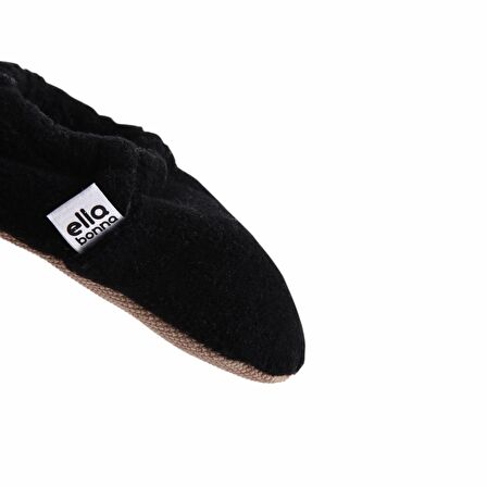 Polar Bebek Ev Patiği, Kaydırmaz Taban, Organik Pamuk Astar, Siyah