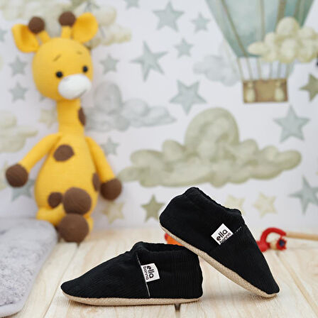 Kadife Bebek Patiği Fitilli, Kaydırmaz Taban, Kreş Ayakkabısı Patik