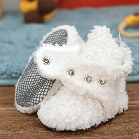 Teddy Bebek Pandufu, Kaydırmaz Taban, Organik Pamuk Astar, Ev Kreş Ayakkabısı